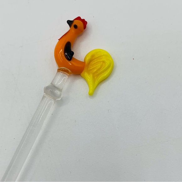 Vintage Glass Bird Swizzle Sticks Lampwork Rooster Swan Barware Set Mixed Lot - Picture 3 of 16